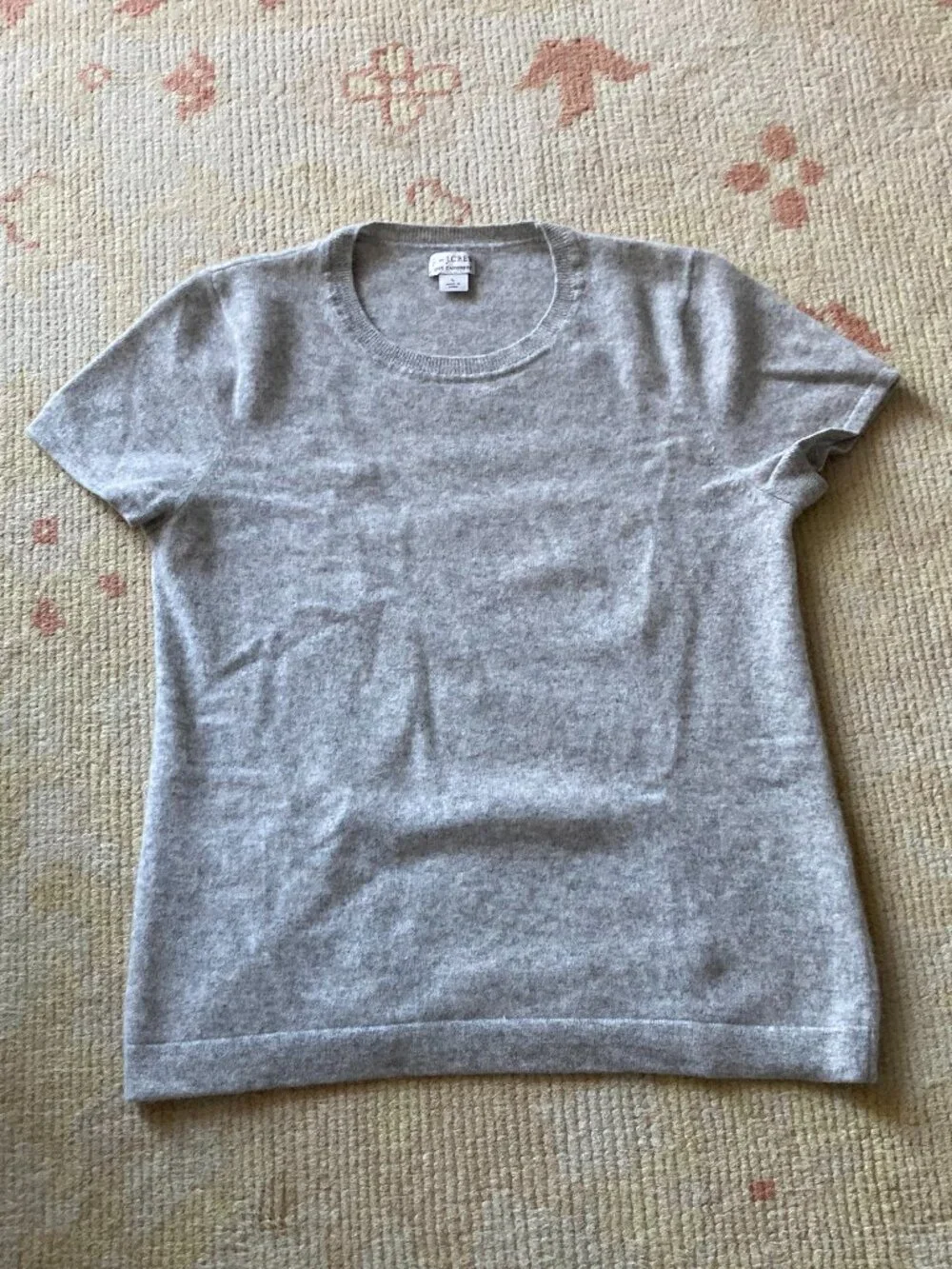 J Crew 100% Cashmere Tee, Light Gray, size large - Picture 1 of 6